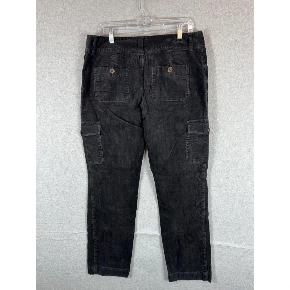 Woolrich Pants Womens 14 Black Corduroy Cargo Pocket Stretch Casual Button Fly